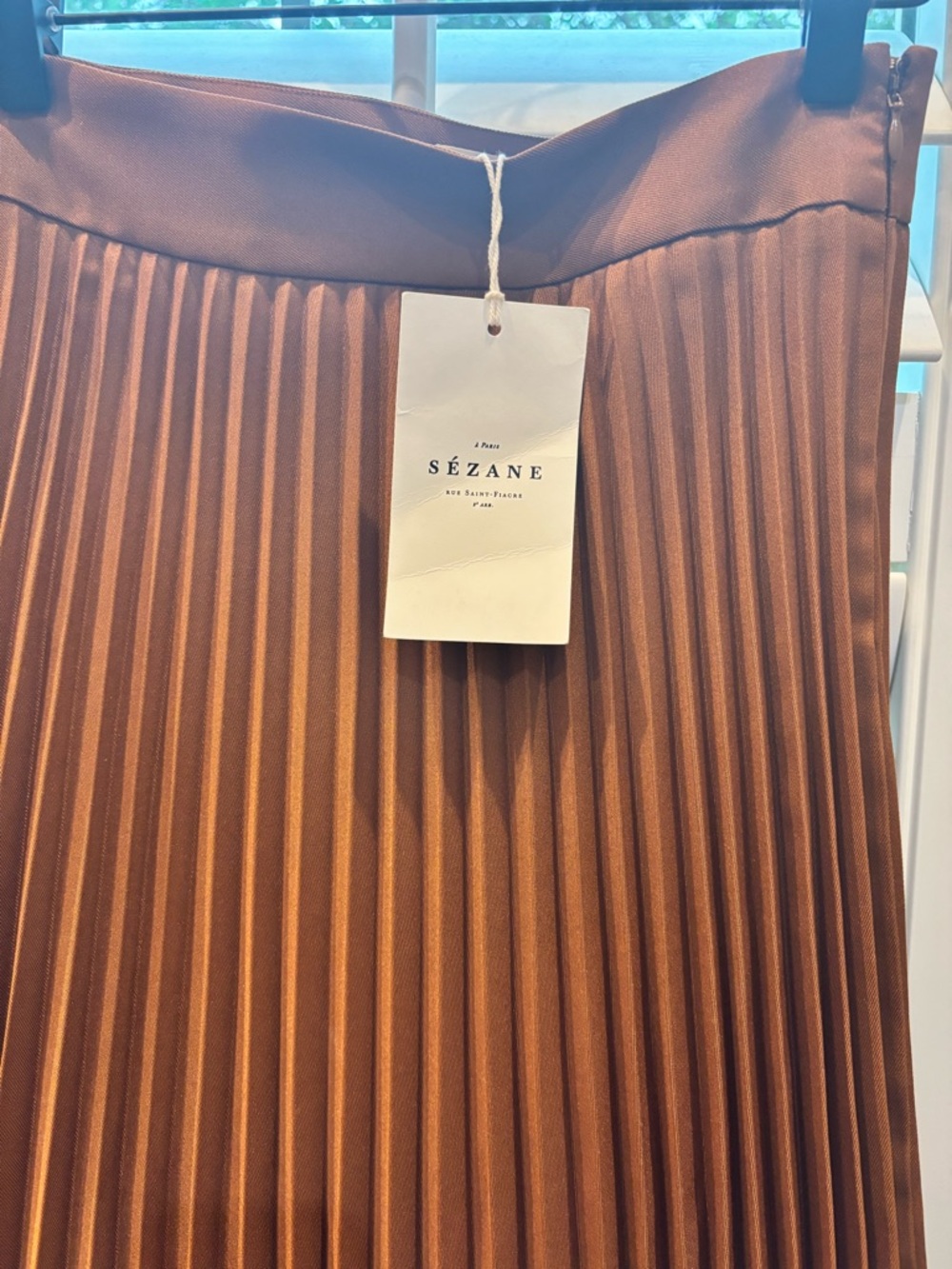 Sezane Hazelnut Pleated Midi Skirt with Belted Waist - Picture 5 of 9